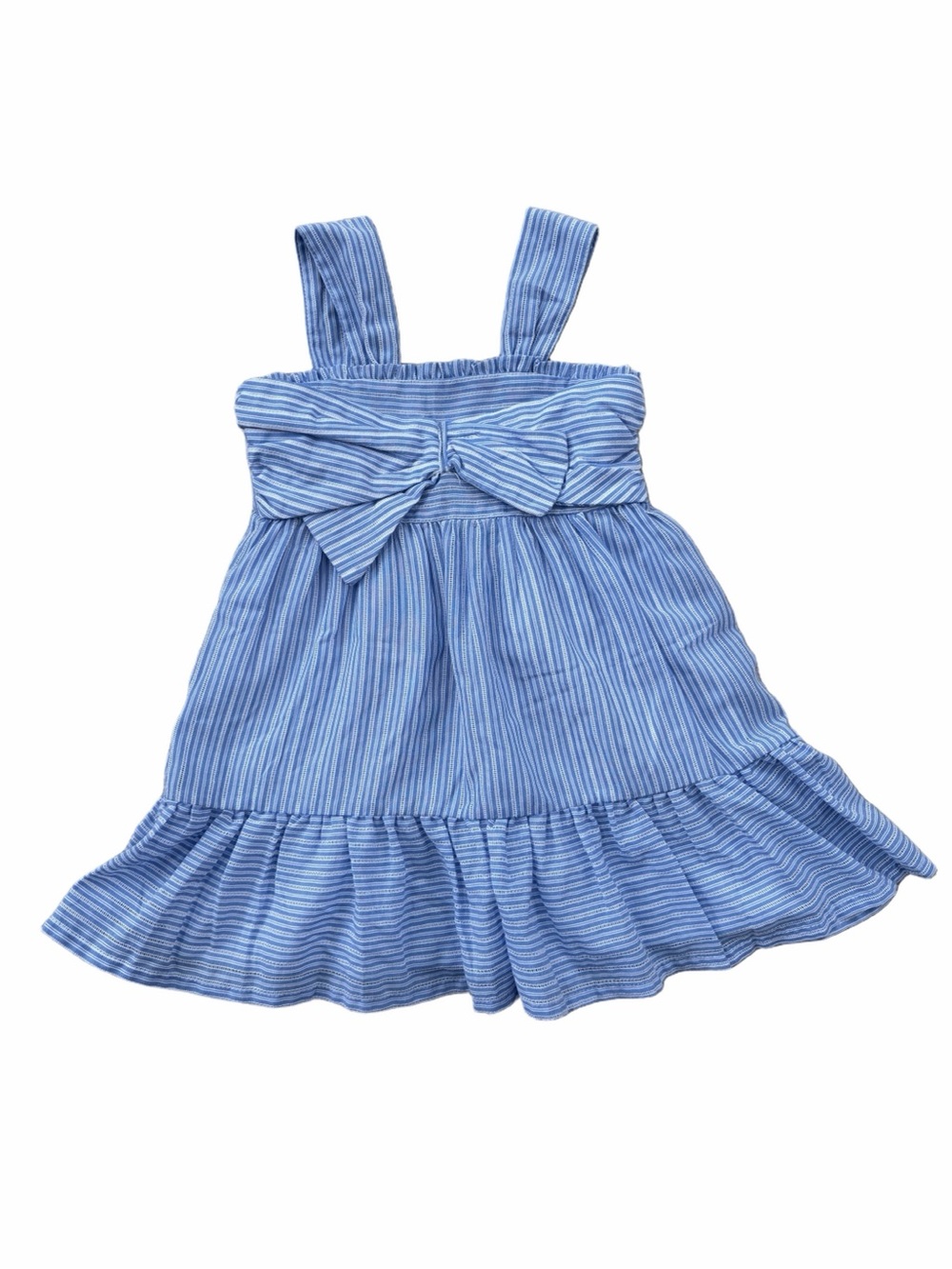 Mayoral Girls Size 4 Capri Blue White Stripes Bow Front Tank Dress